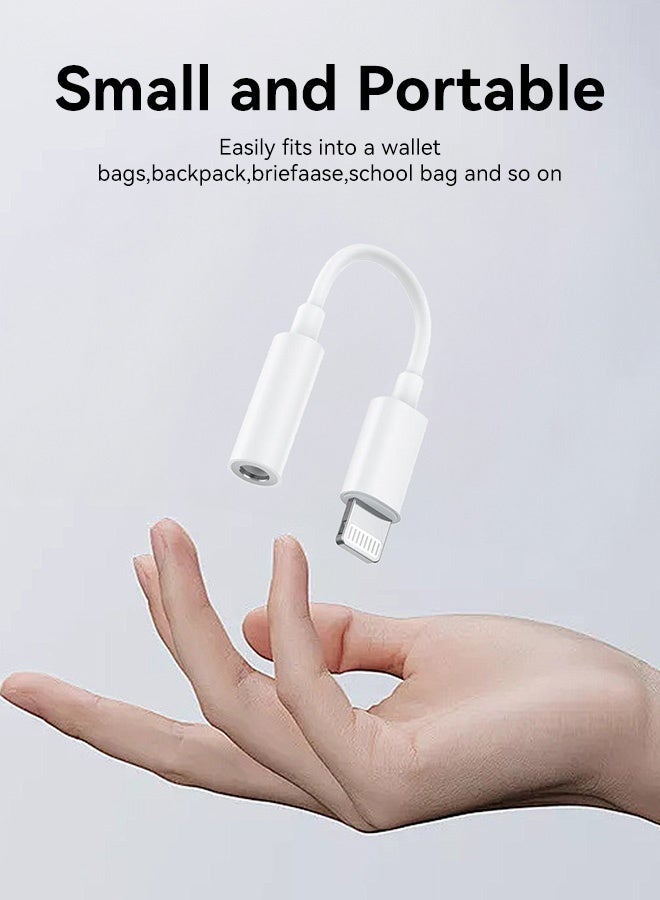 Tersely 2 Pack Headphones Adapter,Lightning to 3.5 mm Headphone/Earphone Jack Audio Aux Adapter Dongle Compatible with iPhone 14 13 12 11 Pro XR XS Max X 8 7 6s Plus(Cannot be Used for Phone Calls) - Image 3